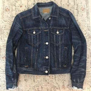 American Eagle distressed dark wash denim jacket